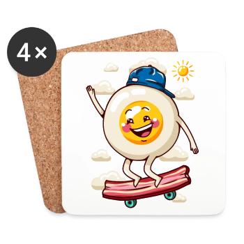 Flaches Ei Skateboard - Untersetzer (4er-Set) - Weiß - Vorne