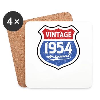 1954 Geburtstag Route Vintage Original - Untersetzer (4er-Set) - Weiß - Vorne