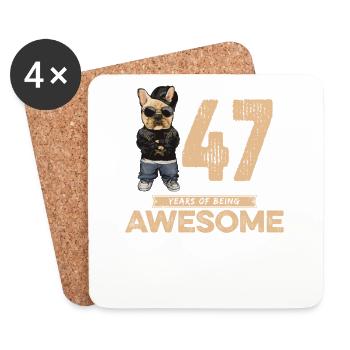 47 ans d’être un chien cool génial - Dessous de verre (lot de 4) - blanc - Devant