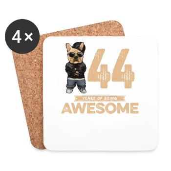 44 ans d’être un chien cool génial - Dessous de verre (lot de 4) - blanc - Devant