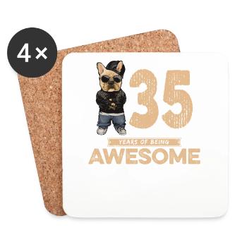 35 ans d’être un chien cool génial - Dessous de verre (lot de 4) - blanc - Devant