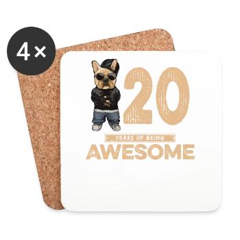 20 Years of being Awesome Cool Dog - Untersetzer (4er-Set) - Weiß - Vorne