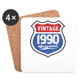 Anniversaire des années 1990 Route Vintage Original - Dessous de verre (lot de 4) - blanc - Devant