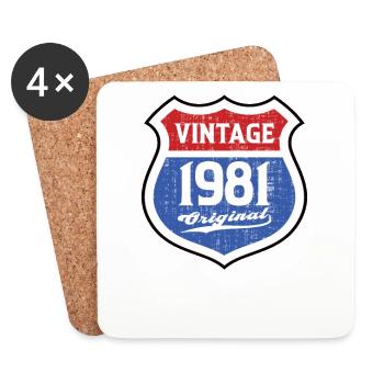 1981 Birthday Route Vintage Original - Coasters (set of 4) - white - Front