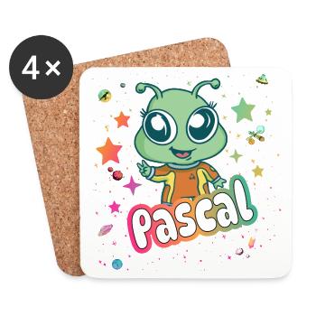 PASCAL - Schöner Junge Name mit süßem Alien - Untersetzer (4er-Set) - Weiß - Vorne