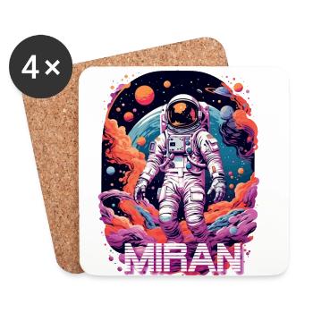 MIRAN - Beau nom de garçon avec astronaute cool - Dessous de verre (lot de 4) - blanc - Devant