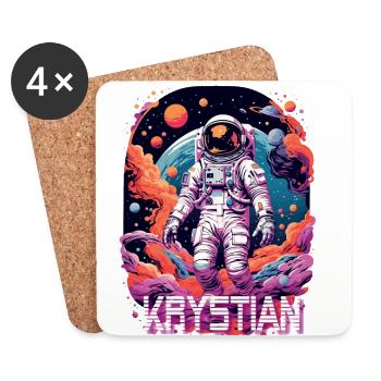 KRYSTIAN - Beau nom de garçon et astronaute cool - Dessous de verre (lot de 4) - blanc - Devant