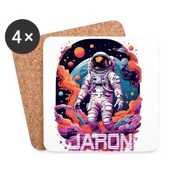 JARON - Beau nom de garçon avec astronaute cool - Dessous de verre (lot de 4) - blanc - Devant