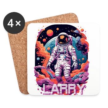 LARRY - Schöner Jungen Name mit coolem Astronaut - Untersetzer (4er-Set) - Weiß - Vorne