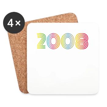 2008 Birthday Funky Year - Coasters (set of 4) - white - Front