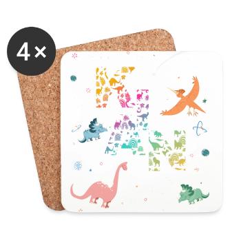 KIAN - Beautiful boy name with dinosaur - Coasters (set of 4) - white - Front