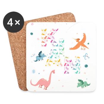 KIAN - Beautiful boy name with dinosaur - Coasters (set of 4) - white - Front