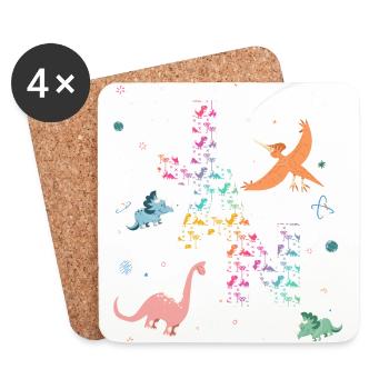 JAN - Beautiful boy name with dinosaur - Coasters (set of 4) - white - Front