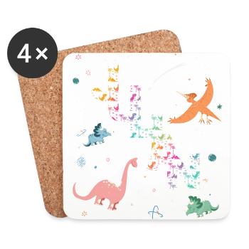 JULIAN - Beautiful boy name with dinosaur - Coasters (set of 4) - white - Front