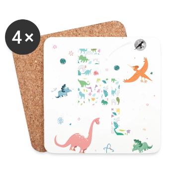 EMIL - Beautiful boy name with dinosaur - Coasters (set of 4) - white - Front