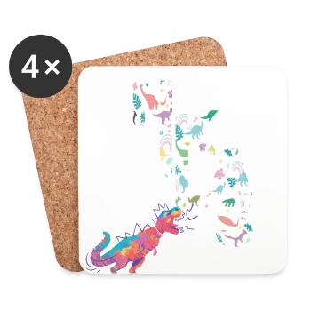 NIKLAS - Beautiful boy name with dinosaur - Coasters (set of 4) - white - Front
