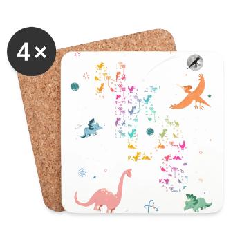 NIKLAS - Beautiful boy name with dinosaur - Coasters (set of 4) - white - Front