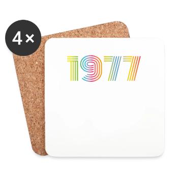 1977 Anniversaire Funky Année - Dessous de verre (lot de 4) - blanc - Devant
