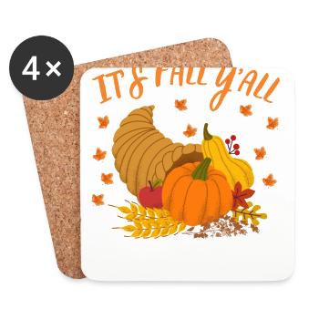 Es ist Herbst, ihr alle Kürbis Herbstblätter - Untersetzer (4er-Set) - Weiß - Vorne