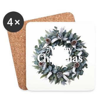 Frohe Weihnachten Schnee Weihnachten Weihnachten - Untersetzer (4er-Set) - Weiß - Vorne