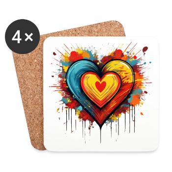 Colourful Heart Explosion – Bold Pop Art Design - Coasters (set of 4) - white - Front
