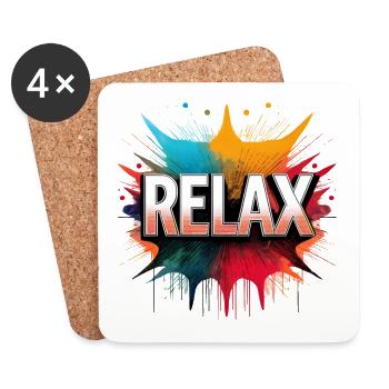 Relax Comic Sound Effect – Bold Pop Art Design - Coasters (set of 4) - white - Front