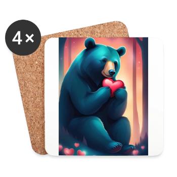 Maman ours - Dessous de verre (lot de 4) - blanc - Devant