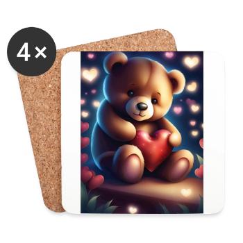 Adorable teddy bear - Coasters (set of 4) - white - Front