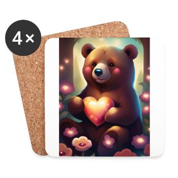 Lovely teddy bear - Coasters (set of 4) - white - Front
