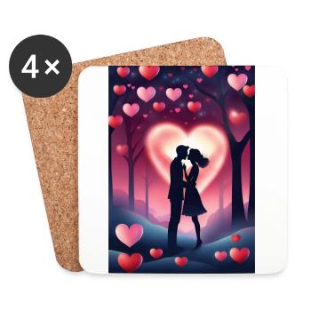 Kuss zum Valentinstag - Untersetzer (4er-Set) - Weiß - Vorne