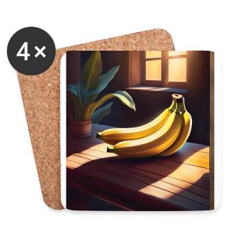 Tasty bananas on a table - Coasters (set of 4) - white - Front
