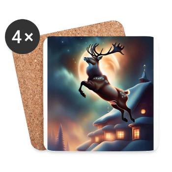 Das Weihnachtsrentier des Weihnachtsmanns - Untersetzer (4er-Set) - Weiß - Vorne