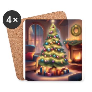 Weihnachten zu Hause - Untersetzer (4er-Set) - Weiß - Vorne