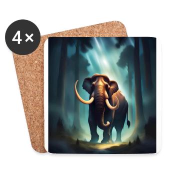 Mammut im Wald - Untersetzer (4er-Set) - Weiß - Vorne