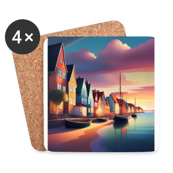Hafen der Stadt Dänemark - Untersetzer (4er-Set) - Weiß - Vorne
