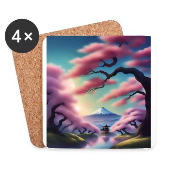Fuji mountain in Japan - Coasters (set of 4) - white - Front