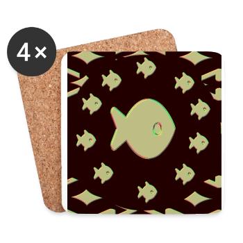 Aquarium - Untersetzer (4er-Set) - Weiß - Vorne