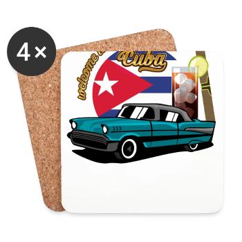 Cuba Cigare Voiture Rhum Libre Havana Souvenir rétro - Dessous de verre (lot de 4) - blanc - Devant