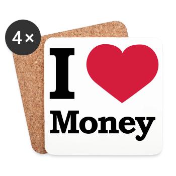 I love Money | Herz | Heart - Dessous de verre (lot de 4) - blanc - Devant