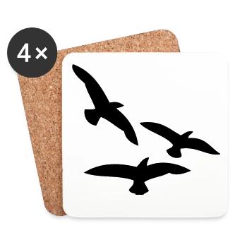 Vögel - Untersetzer (4er-Set) - Weiß - Vorne