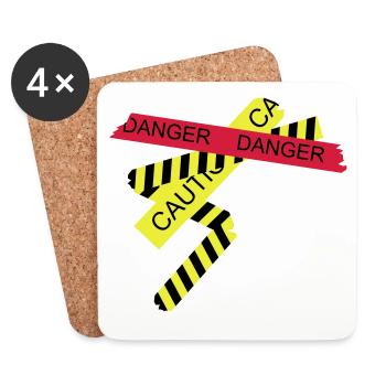 Attention, risque - Dessous de verre (lot de 4) - blanc - Devant