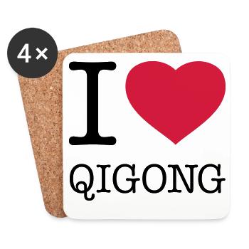 I LOVE QIGONG - Dessous de verre (lot de 4) - blanc - Devant