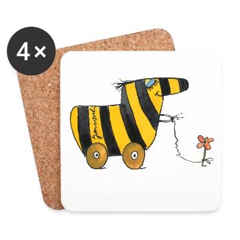 Janosch Tiger Duck With Flower - Coasters (set of 4) - white - Front