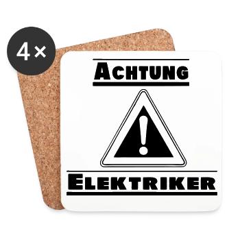 Elektriker Handwerker Achtung Elektriker (25) - Untersetzer (4er-Set) - Weiß - Vorne