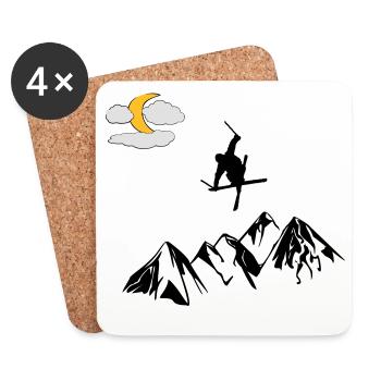 Mountain with ski freestyle - Coasters (set of 4) - white - Front