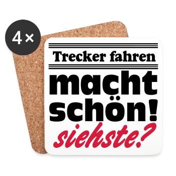 Traktor , Trecker , Trecker fahren (25) - Untersetzer (4er-Set) - Weiß - Vorne
