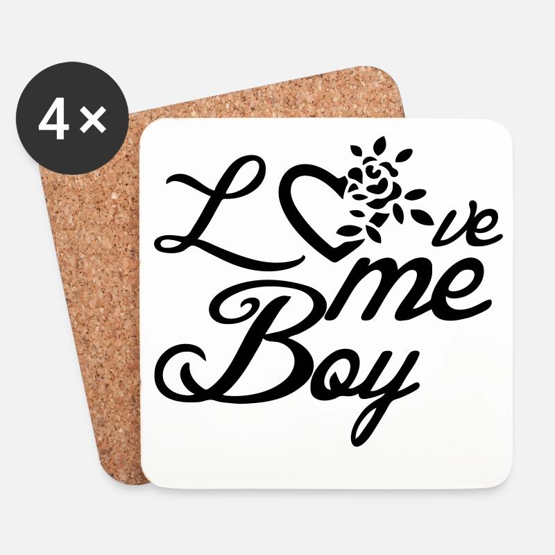 Love me, Boy Liebe Valentinstag Sprüche Geschenk - Untersetzer (4er-Set) - Weiß