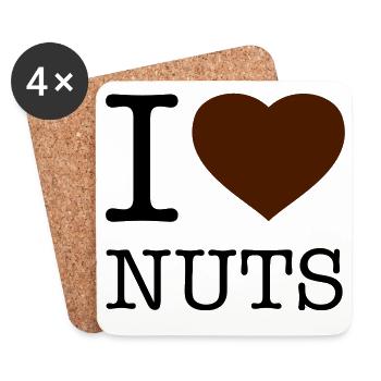 I LOVE NUTS Nüsse - Untersetzer (4er-Set) - Weiß - Vorne