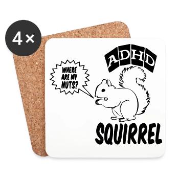 ADHD Squirrel ADHS Spruch Geschenk - Untersetzer (4er-Set) - Weiß - Vorne