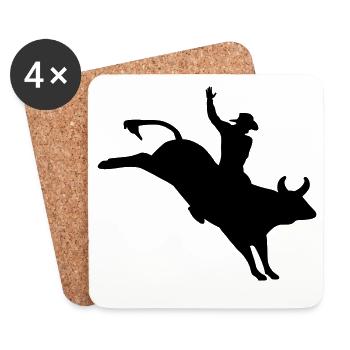 Rodeo Bull Rider - Coasters (set of 4) - white - Front